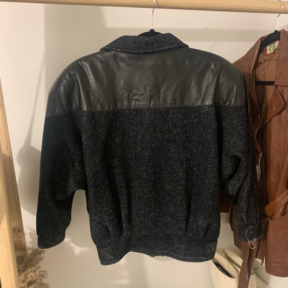 Vintage Wool & Leather Bomber Jacket - Picture 4 of 13